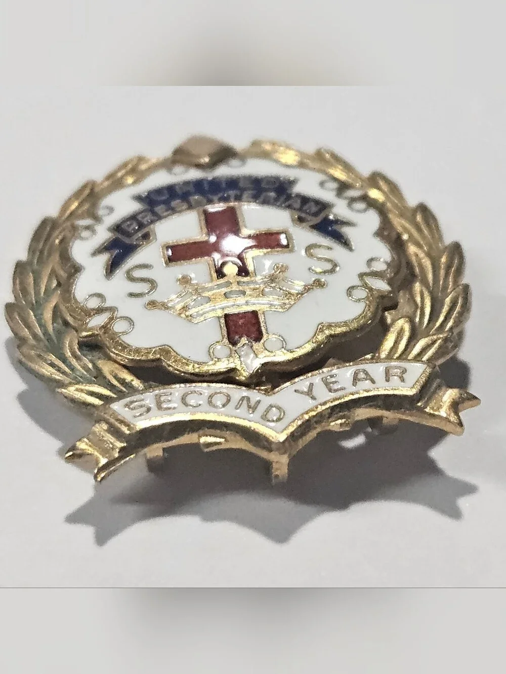 Vintage United Presbyterian Sunday School Pin Second Year 1/20 10K GF Robbins Co